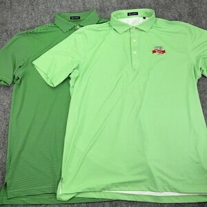 Turtleson Polo Shirt Mens XL Green Legend Cup Striped Golf Performance Lot of 2